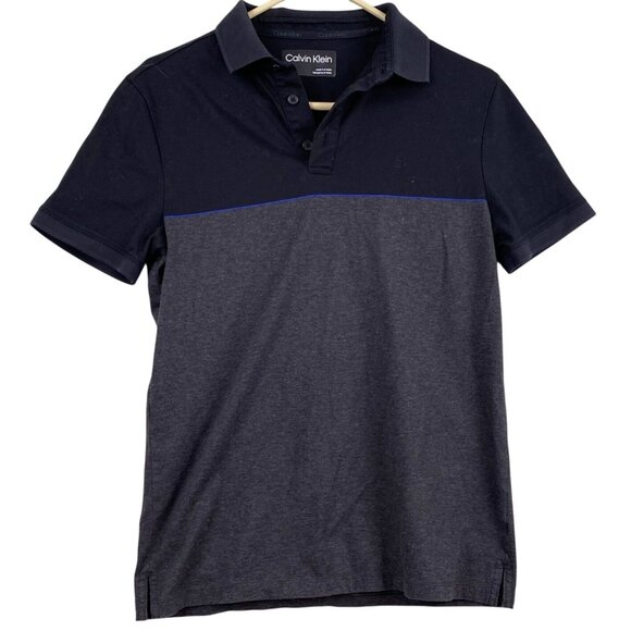Calvin Klein Mens Polo Shirt XS Two-Tone Black & Gray - Picture 1 of 7